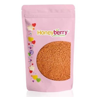 Afbeelding van Natuurlijke en eetbare vermicelli gebak, 200 g, kleurrijke decoratieve suikervermicelli, ideaal voor het versieren van taarten, koekjes desserts, geproduceerd in de EU (oranje vermicelli)