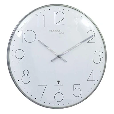 Afbeelding van Techno Line WT 8235 chrom optik Wandklok Zendergestuurd 350 mm x 25 Chroom