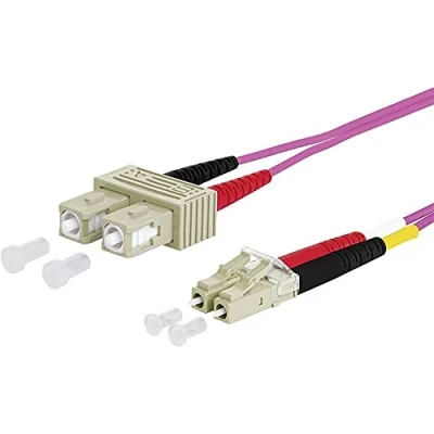 Afbeelding van Metz Connect 151S1EOJO20E Glasvezel Optische vezel Aansluitkabel [2x SC stekker 2x LC stekker] 50/125 µ Multimode OM4 2.00 m