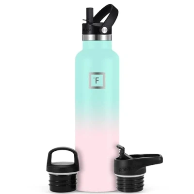 Afbeelding van IRON FLASK Sport Waterfles 710 ml, 3 dopjes (strodopje), vacuüm geïsoleerd roestvrij staal, warm koud, dubbelwandig, thermomok, standaard metalen veldfles