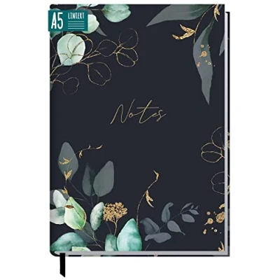 Afbeelding van Notitieboekje A5 gelinieerd [Moonlight Blossoms] van Trendstuff by Häfft 124 pagina&#039;s, 62 vellen ideaal als dagboek, bullet journal, ideeënboek, schrijfboekje duurzaam &amp; klimaatvriendelijk