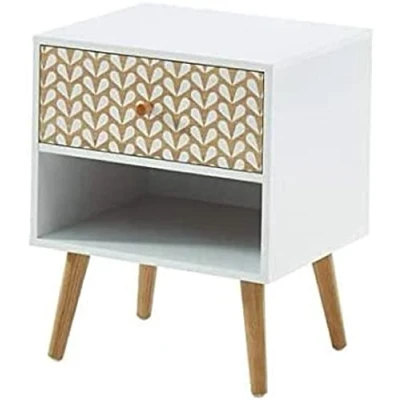 Image de CAPUCINE Table de chevet Blanc et chene L 40 x P 33 H 49cm