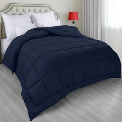 Afbeelding van Utopia Bedding Alternatief donsdekbed voor alle seizoenen, dekbed inzet, tweepersoonsbed, marineblauw met hoeklussen, machinewasbaar