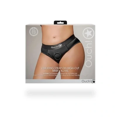 Afbeelding van Shots Ouch! OU827BLKXLXXL1 Vibrating Strap on High cut Brief Black XL/XXL