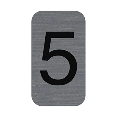 Afbeelding van Exacompta Ref. 67185E 1 x CIFFRE 5 kleefplaat Bedrukte wandplaat Op alle ondergronden Geborsteld aluminium look Afmetingen: 2,5 4,4 cm