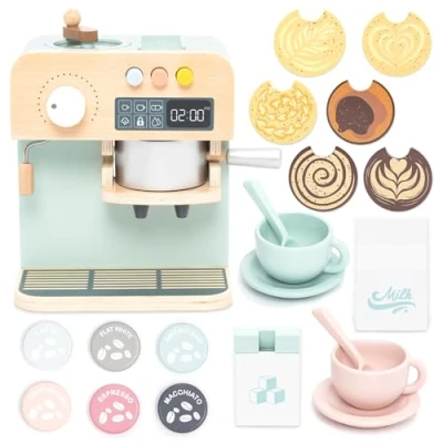 Afbeelding van UMU® houten koffiezetapparaat voor kinderen, keukenaccessoires peuters, rollenspel, personaliseerbaar speelgoed kinderen vanaf 3 jaar