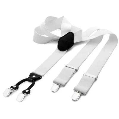 Afbeelding van DonDon brede bretels 3,5 cm 4 Y vormige leren clips elastisch en in lengte verstelbaar zwart blauw, Wit, one size