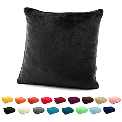 Afbeelding van heimtexland ® Flanellen sierkussen super zacht 40x40 cm type 380 zwart