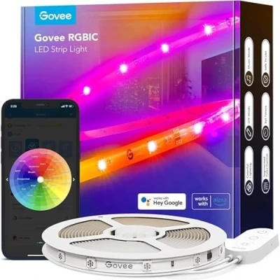 Afbeelding van Govee RGBIC Pro Ledstrip, 5 m, wifi, synchronisatie met muziek, kleurverandering, lichtstrip, werkt Alexa en Google Assistant, app bediening, voor thuis, slaapkamer, gaming