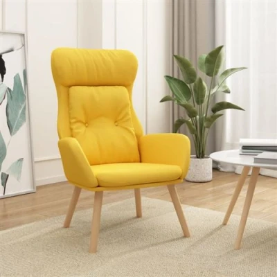 Image de vidaXL Chaise de relaxation Jaune moutarde Tissu341297