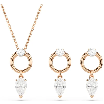 Afbeelding van Swarovski dames Mesmera set van ketting en oorstekers met zirkonia in de kleur Roségoud