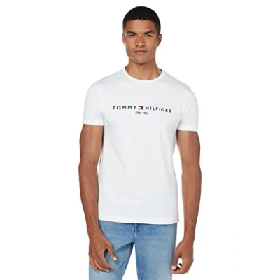 Image de Tommy Hilfiger Homme T shirt Logo Tee, Snow White, 3XL