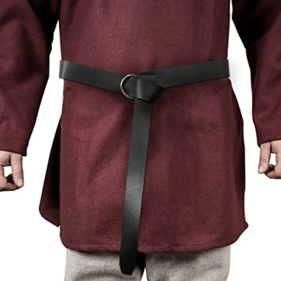 Afbeelding van HiiFeuer Middeleeuwse riem van PU leer, klinknagelriem retro renaissance voor LARP, Ren Faire en Halloween, Zwart A