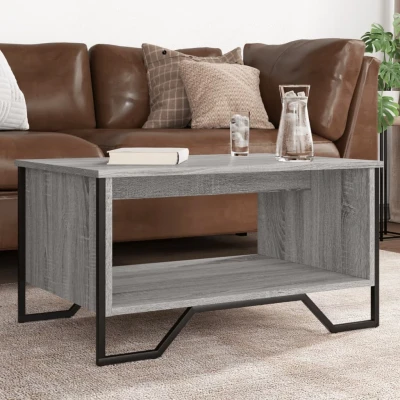 Afbeelding van Salontafel 75x51x40 cm bewerkt hout grijs sonoma eikenkleurig