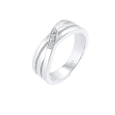 Afbeelding van Elli PREMIUM Dames Ring Kruis Over Verloving met Diamant (0.015 ct.) in 925 Sterling Zilver