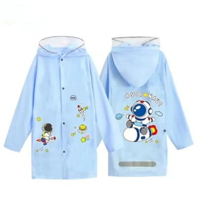 Afbeelding van CHUANGOU Regenjas, herbruikbare waterdichte poncho met capuchon en mouwen, blauw, XL