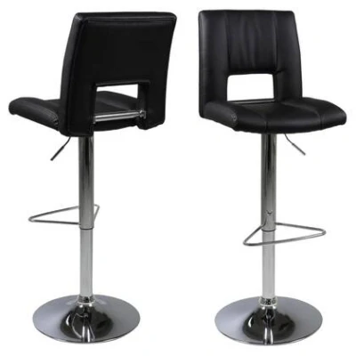 Afbeelding van Giga Living Barkruk Wistad ZwartZilver Pu Set van 2