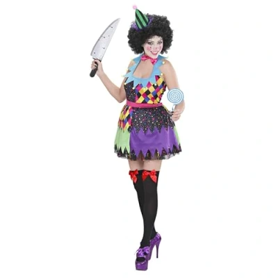 Afbeelding van &quot;Verkleedkostuum duiverwekkende veelkleurige clown voor dames Halloween outfit Verkleedkleding Small&quot;