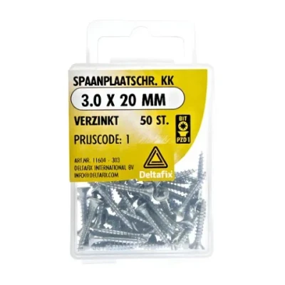 Afbeelding van Spaanplaatschroeven Platkop Pozidriv Verzinkt 3.0x20mm