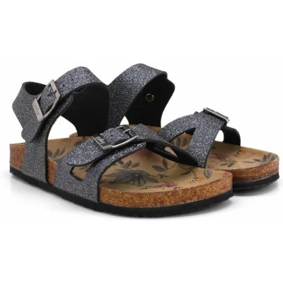 Afbeelding van GOBY Antraciet Glitter Sandalen Slippers Handmade