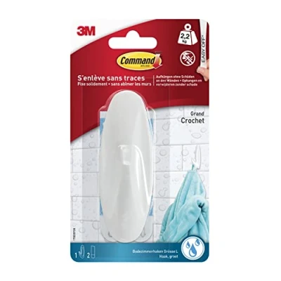 Afbeelding van 3M Command badkamergrote designhaak (l x b h) 105 38 mm Wit Inhoud: 1 stuk(s)
