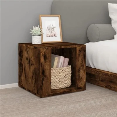 Afbeelding van Nachtkastje 41x40x36 cm bewerkt hout gerookt eikenkleurig