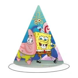 Afbeelding van BeenSmile, SPONGEBOB 6 stuks kartonnen mutsen voor kinderverjaardagsdecoratie