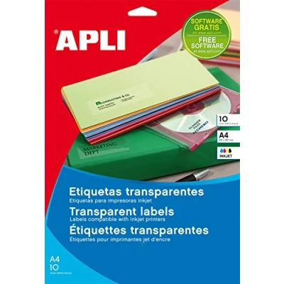 Afbeelding van APLI Polyester permanente kleeflaag transparant A6 (105 x 148 mm) 40 etiket(ten) (10 vel(len) 4) etiketten
