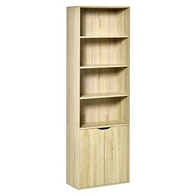 Afbeelding van HOMCOM Boekenkast 59x29x180cm Spaanplaat Natuurlijk hout