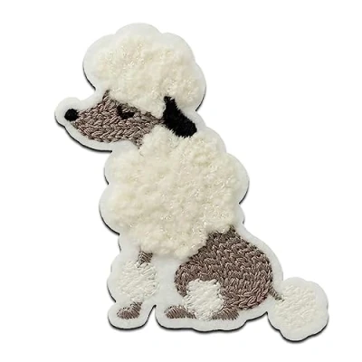 Afbeelding van Mono Quick Pluizige chenille poedel opstrijkbare patches om op te strijken, afmetingen: 6,9 x 5,5 cm