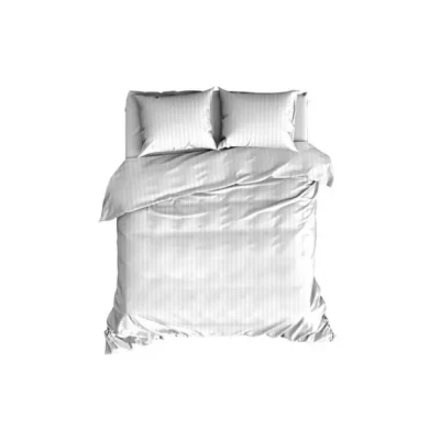 Afbeelding van Dekbedovertrek SATIN D&#039;OR Satijnstreep Wit 100 % Katoen Satijn 240x200/220 + 2 slopen