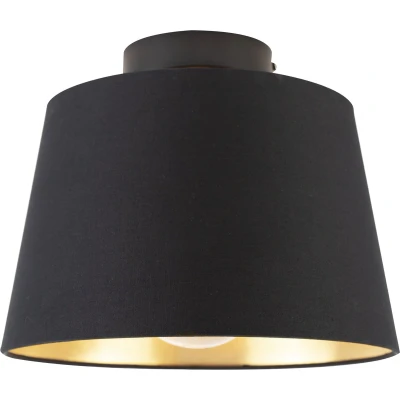 Afbeelding van QAZQA Plafondlamp met katoenen kap zwart goud 25 cm Combi