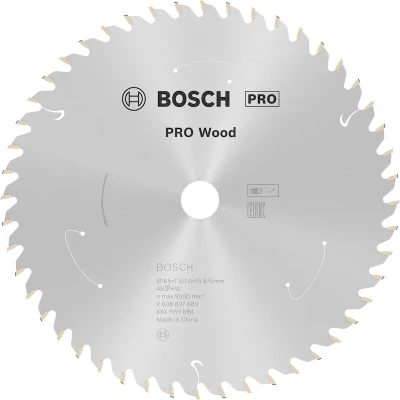 Afbeelding van Bosch Accessories 2608837683 Hardmetaal cirkelzaagblad 165 x 15.875 mm Aantal tanden: 48 1 stuk(s)
