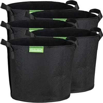 Afbeelding van GardenMate 5 x plantenzakken, van vliesstof, Blackline, Ø 25 cm, hoogte 23 11 l, zwart
