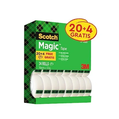 Afbeelding van Scotch Magic Tape plakband ft 19 mm x 33 m, value pack met 24 rollen