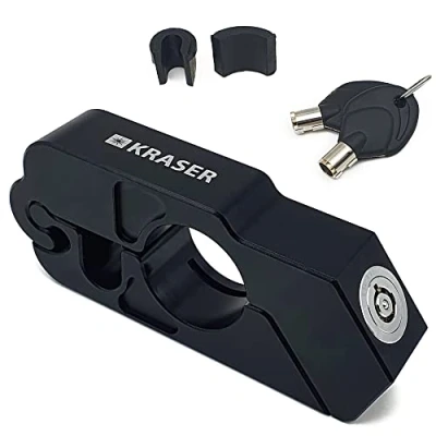 Afbeelding van KRASER KR720B stuurslot, motorfiets, remblok, handvat, vergrendeling, hendel of koppeling, gasslot, veiligheid, scooter, anti diefstal, quad, fietsslot, universeel blokkering grip lock mountainbike