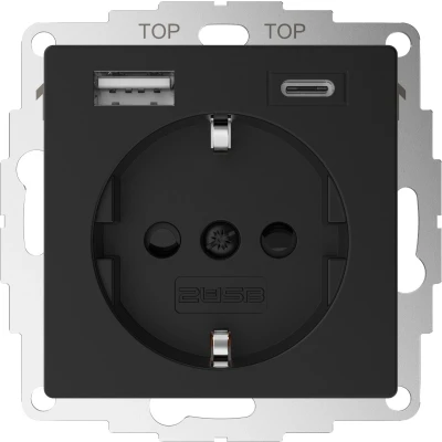 Afbeelding van 2USB 2U 449641 Inbouwdoos Met USB laaduitgang Zwart (mat)