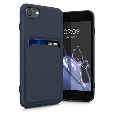 Afbeelding van kwmobile telefoonhoesje geschikt voor Apple iPhone SE (2022) / (2020) 8 7 Hoesje met pasjeshouder TPU case in donkerblauw