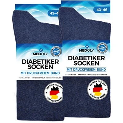 Afbeelding van MEDOLY 6 paar diabetici sokken zonder elastiek, van 97% katoen, voor dames en heren, storende naden, diabetische maat, x grijs.