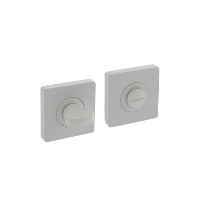 Afbeelding van Intersteel Toiletgarnituur Aluminium Wit 8mm verdekt met nokken vierkant 55X55X10mm