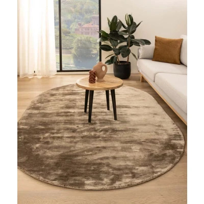 Afbeelding van Viscose Vloerkleed Ovaal Pearl Bruin 200x300 Cm