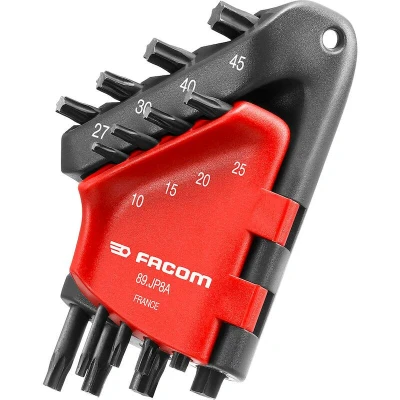 Afbeelding van FACOM 89.JP8A haakse inbussleutelset Torx in houder 8 delig