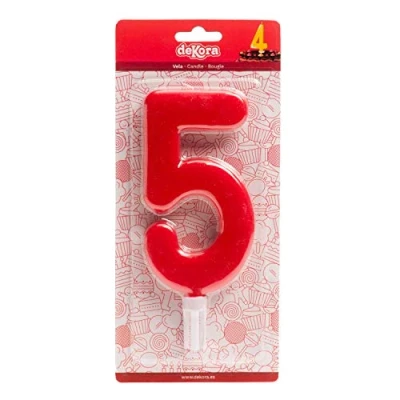 Afbeelding van Dekora Gigantische verjaardagskaars nummer 5, rood, 15 cm