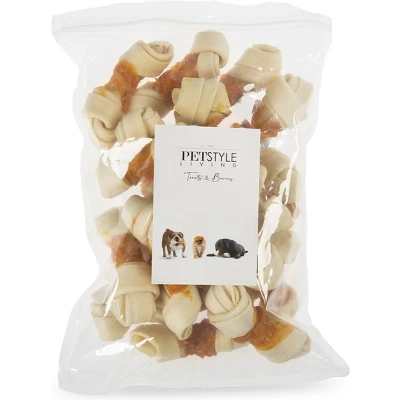 Afbeelding van Petstyle Living Geknoopt Bot Wit Met Kip 10 11 CM (20 STUKS)