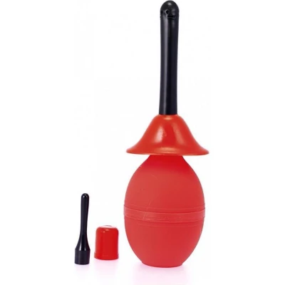 Afbeelding van Rimba Bondage Play Anaal douche rood met twee verschillende maten opzetstukken 350 ml inhoud