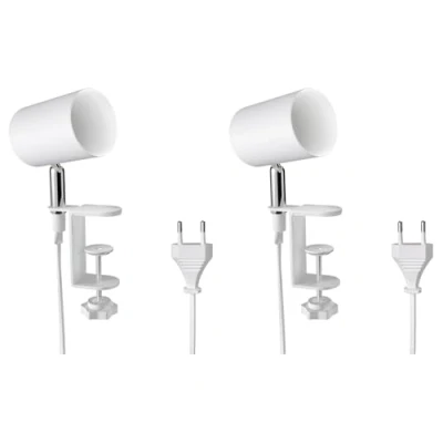Afbeelding van ledscom.de 2 stuks WAIKA klemlamp, schakelaar, mat wit, 1x GU10 max. 15W