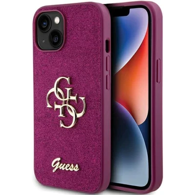 Afbeelding van Guess Big 4G Glitter Case Paars iPhone 15 hoesje