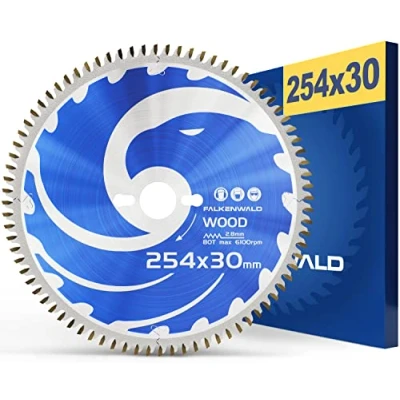 Afbeelding van FALKENWALD ® cirkelzaagblad 254 x 30 mm met 80 hardmetalen tanden voor hout, cirkelzaagbladen compatibel Bosch Makita, 254,
