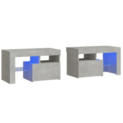 Afbeelding van vidaXL Nachtkastjes 2 st LED verlichting 70x36,5x40 cm betongrijs