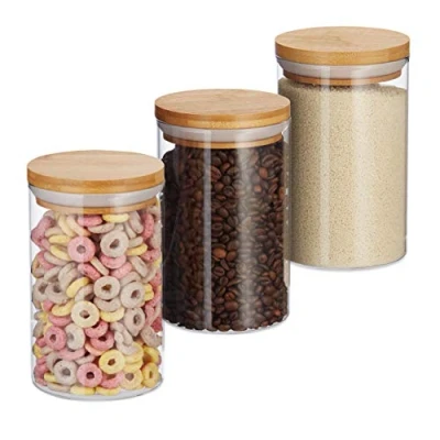 Afbeelding van Relaxdays voorraadpotten set voorraadpot snoeppot glazen potjes met deksel 800 ml